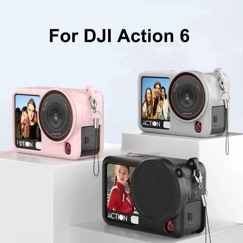 Für DJI Action 6 Silikonhülle Silikonabdeckung mit Objektivschutzkappe für DJI Action6 Kratzfeste Schutzhülle Zubehör