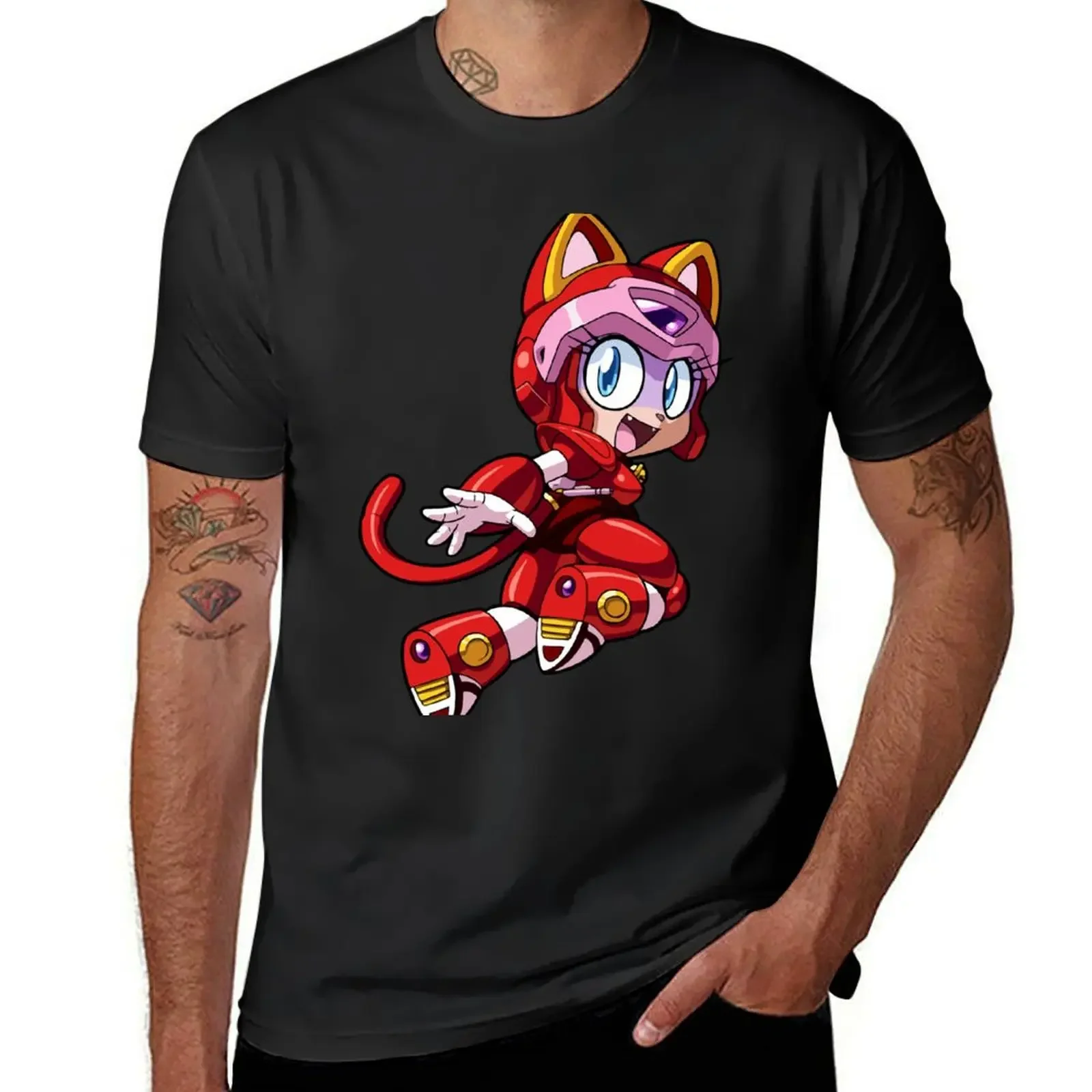 Samurai Cats Girl T-Shirt custom t shirt cotton graphic tees men tshirt