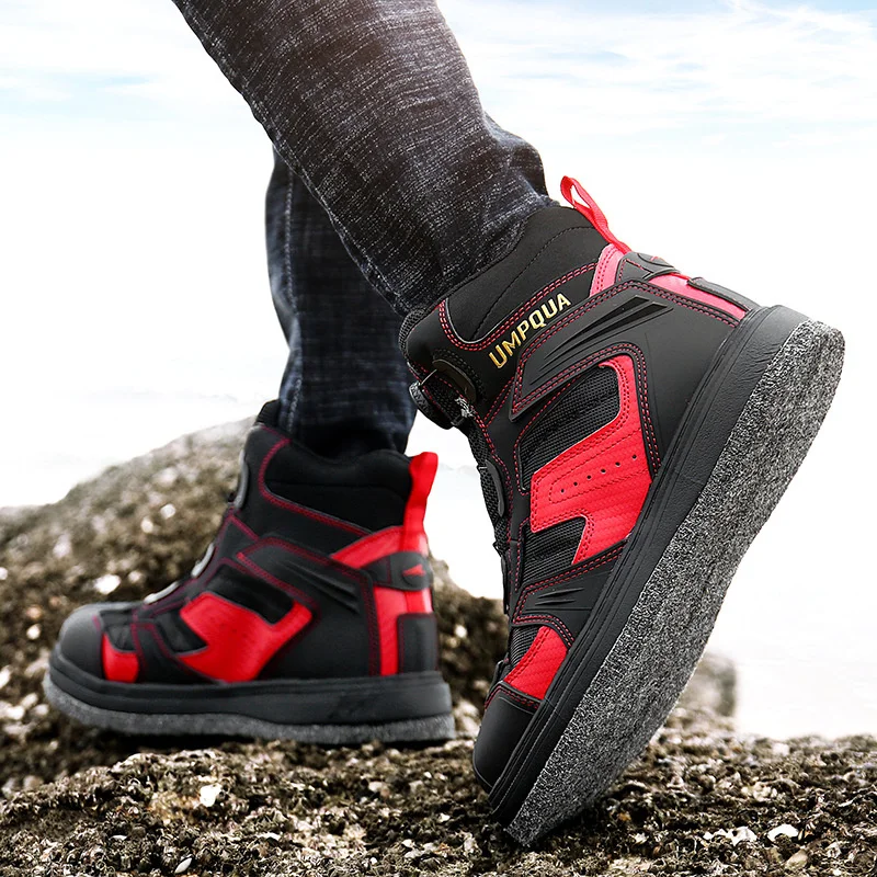Outdoor Reef Rock Fishing Shoes, Hunting Fishing Boots, Felt Steel Nailed Sole Upstream Self-lock Shoes, Fly Fishing Shoes