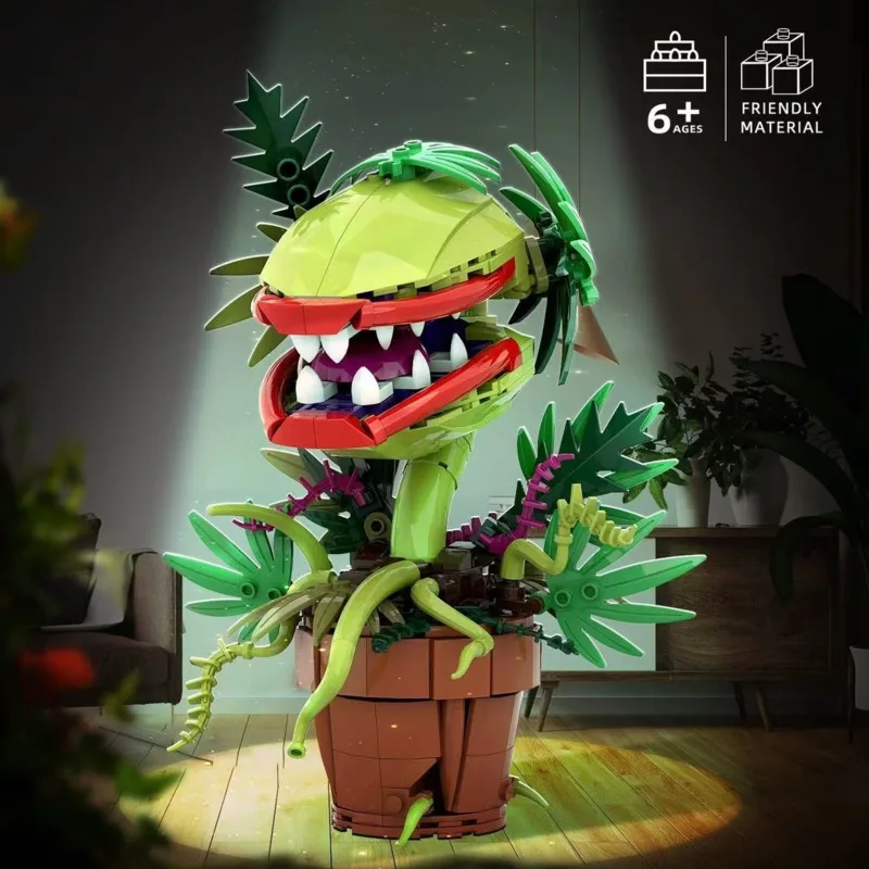 Anime Audrey II piraña planta flor bloque de construcción Chomper plantas en macetas horrores flor ladrillos juguete para chico regalo de Halloween