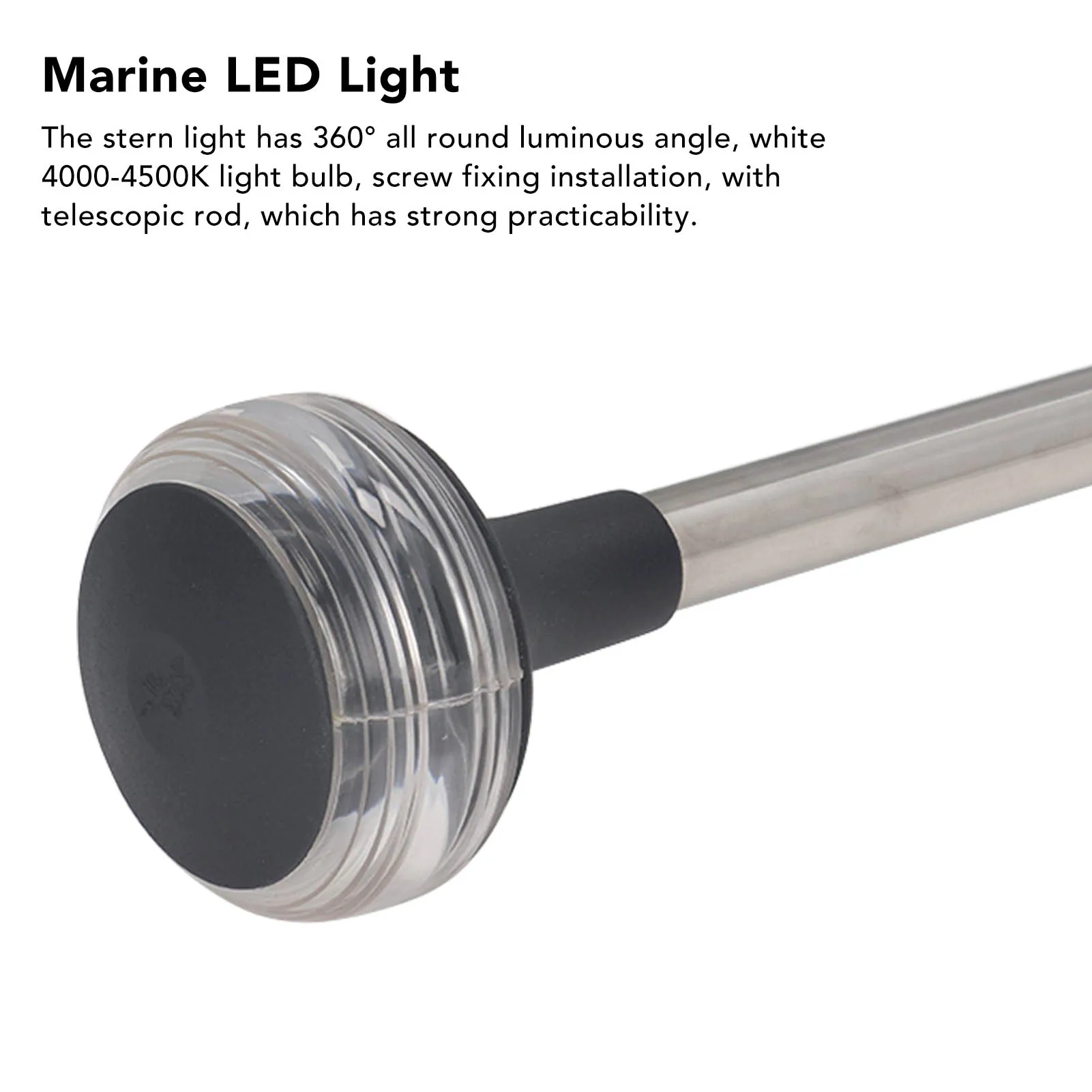 DC12V 24V 5W 24 polegadas Luz de âncora telescópica toda redonda LED luz popa poste de 2 pinos IP66 à prova d'água