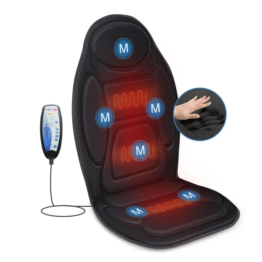 

Vibration Back Massager with Heat, Massage Seat Cushion with 6 Vibrating Motors and 2 Heat Levels, Massage Chair Pad, Seat Massa