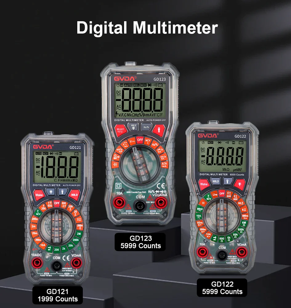 GVDA Digitales Multimeter Elektriker-Widerstandsmessgerät AC/DC-Spannungstester mit Hintergrundbeleuchtung Elektrisches Multimeter – Detail 1