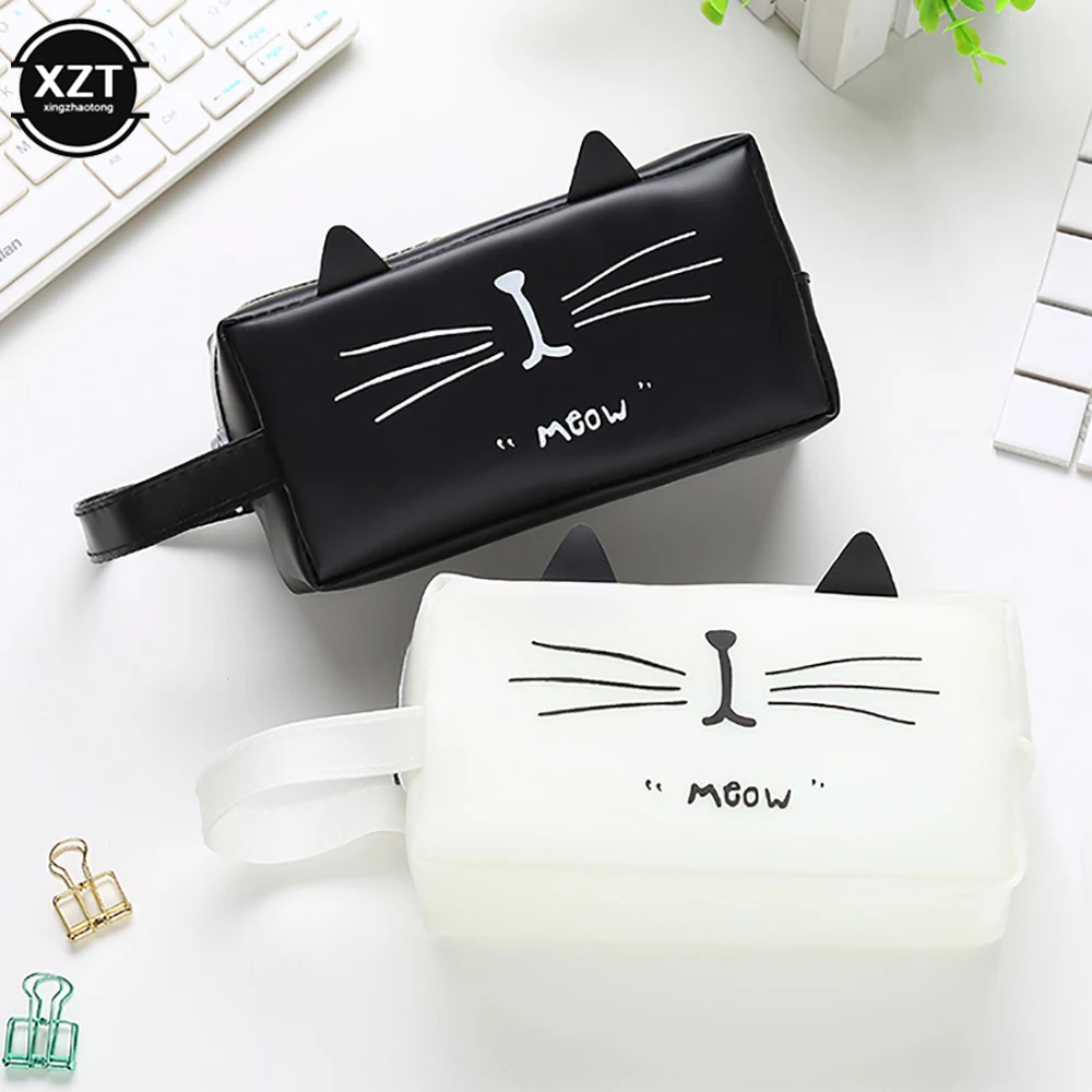 Cat Pencil Case Super Big Silica Gel Students School Supplies Stationery Gift School Cute Pencil Box Pencilcase Pencil