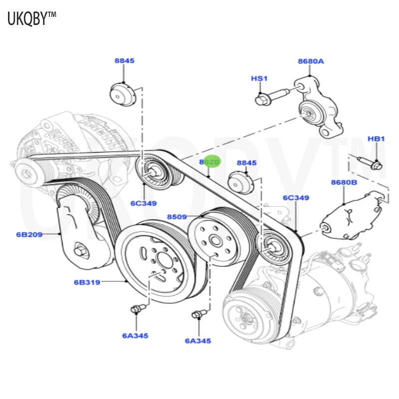 The fifth generation La nd Ro ve r Di sc ov er y 2017 LR071038 belt