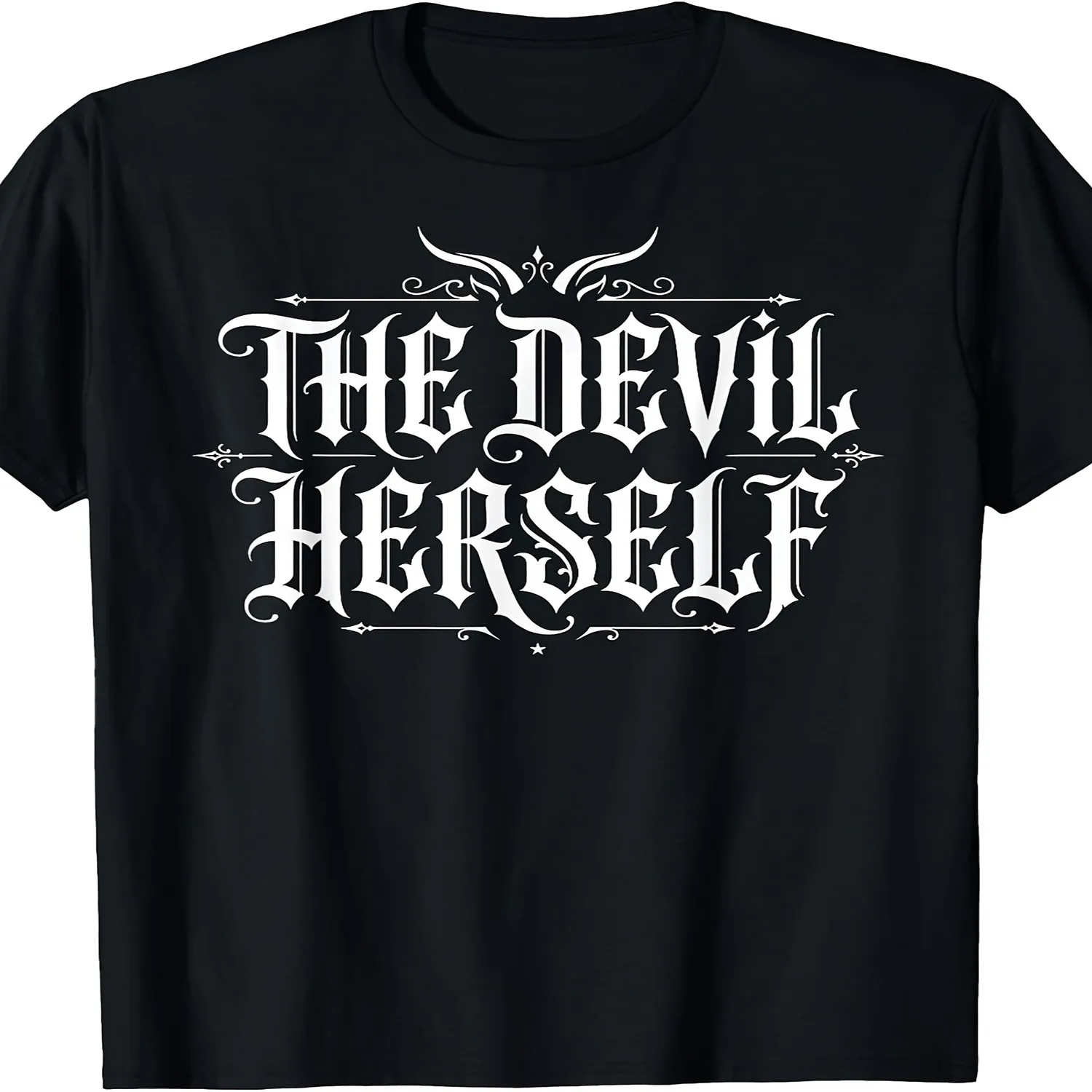 The Devil Herself Retro Occult Unisex Dark Feminine T-Shirt, Casual Crew Neck Short Sleeve Top, Comfortable Fabric, Trendy Style, Slight Stretch, Regular Fit, Multiple Sizes Available lightweight tshirt, unisex t-shirt