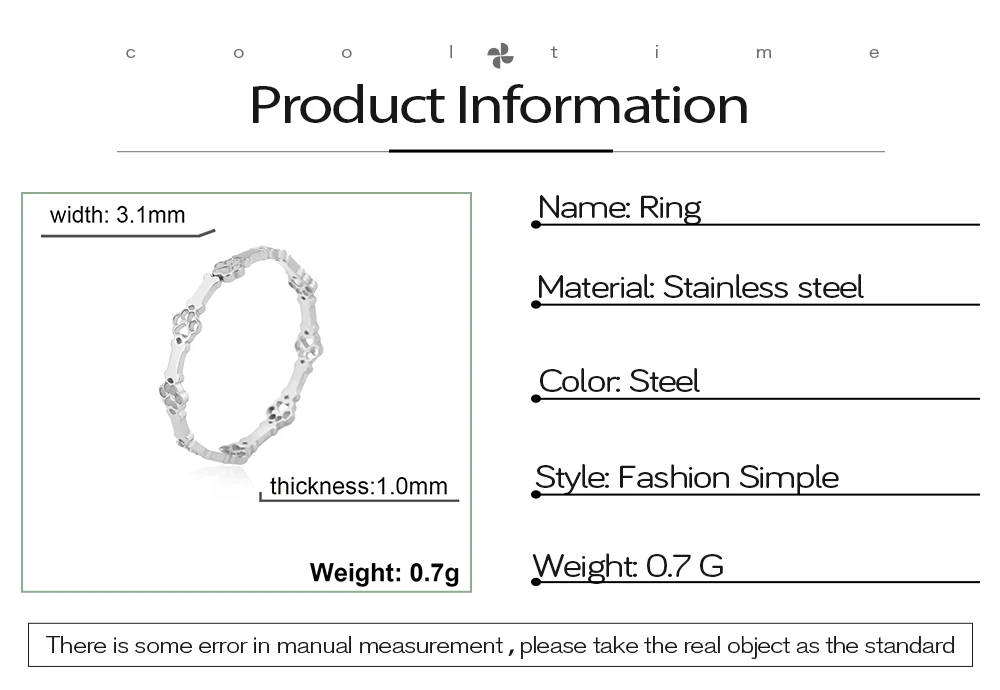 Cooltime Tier Hund Pfote Knochen verstellbare Ringe für Frauen Edelstahl offene Fingerringe Schmuck Anillos Mujer – Detail 2