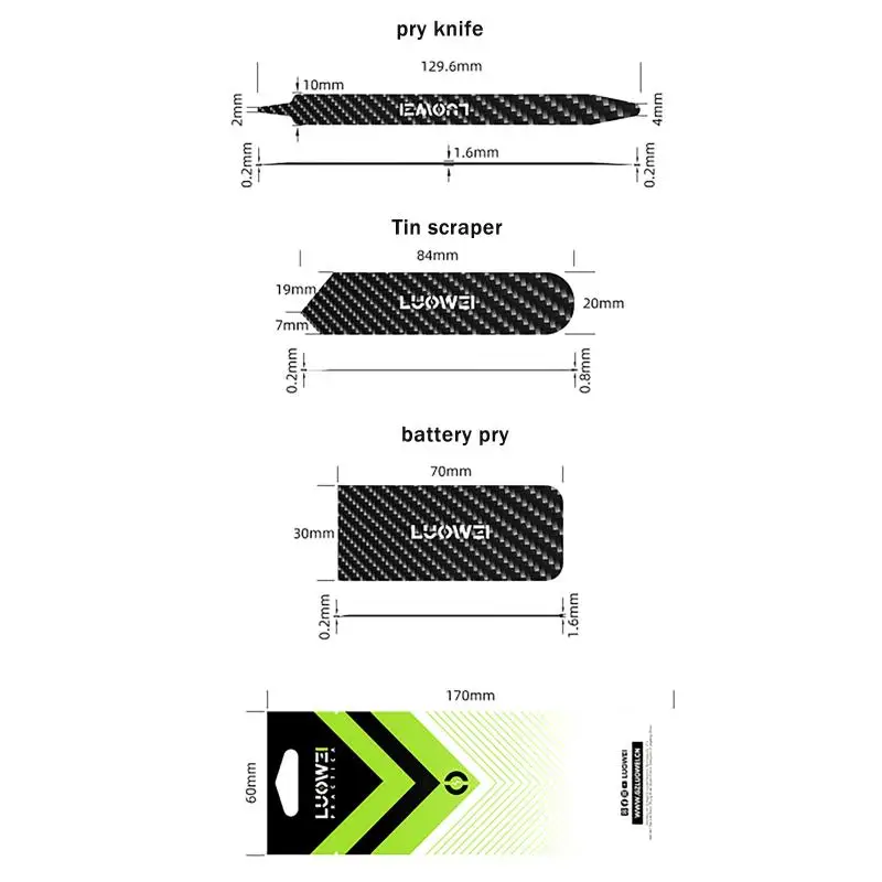 

For Mobile Phone Electronics Repair Disassembly Hand Tools Carbon Fiber Non Magnetic Scraping Prying Tool Set Sheet