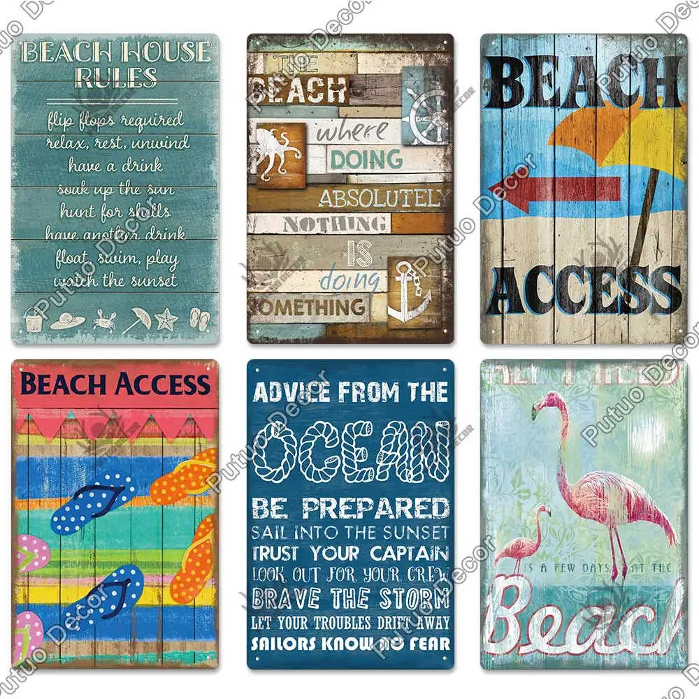 Putuo Decor Beach Slogan Vintage Tin Sign Plaque Metal Wall Art Poster for Pub Bar House Surf Club Retro Iron Paintings