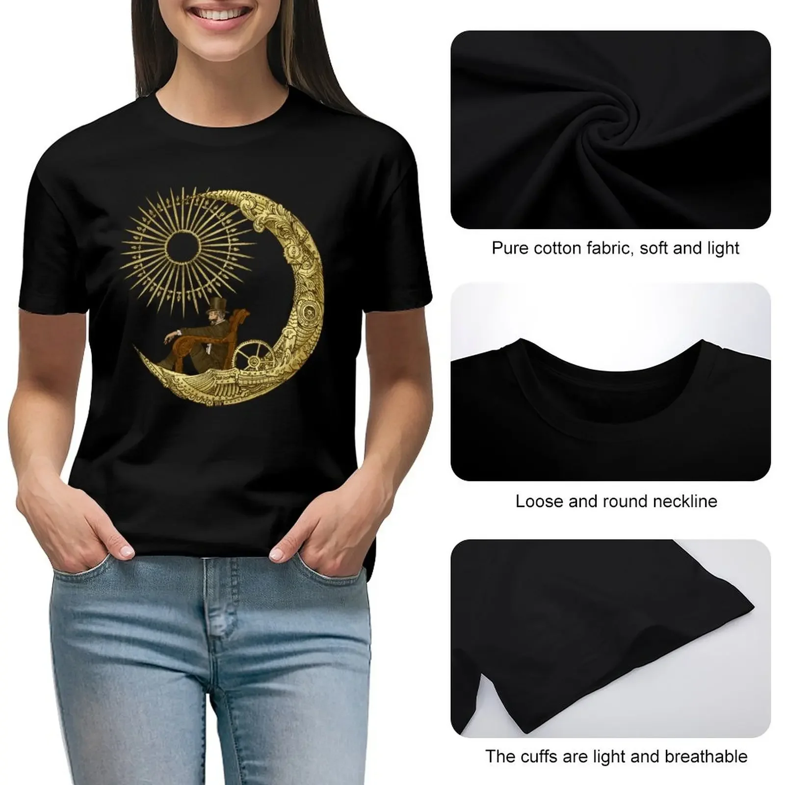 Moon Travel T-shirt Koreaanse mode op maat gemaakte t-shirtjurk voor dames plus size sexy