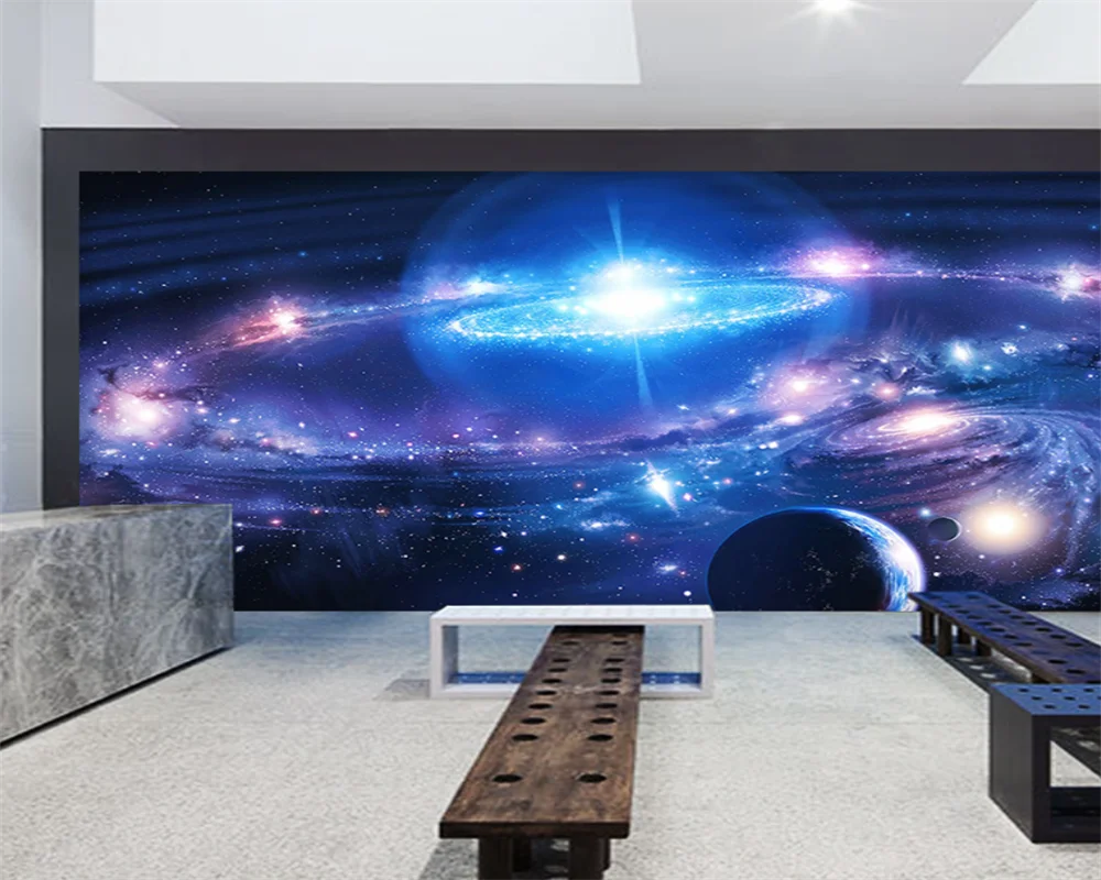 

beibehang papel de parede Custom beautiful starry sky universe night sky bar ktv theme room bedroom wallpaper papier peint