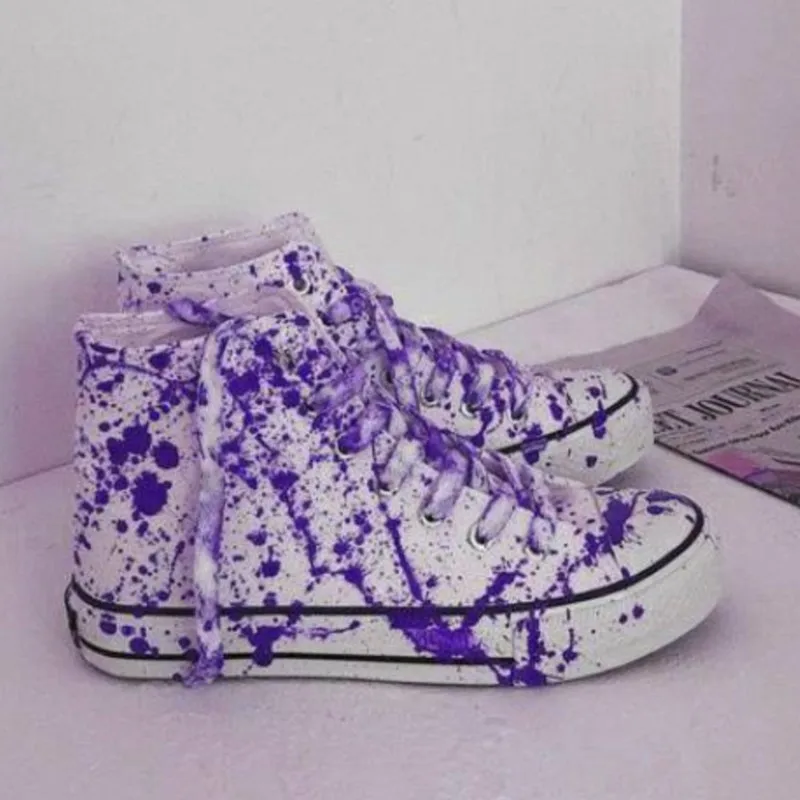 

Холщовые кроссовки граффити унисекс, высокие кеды, Вулканизированная подошва, кроссовки для молодых мальчиков, спортивная обувь, осень