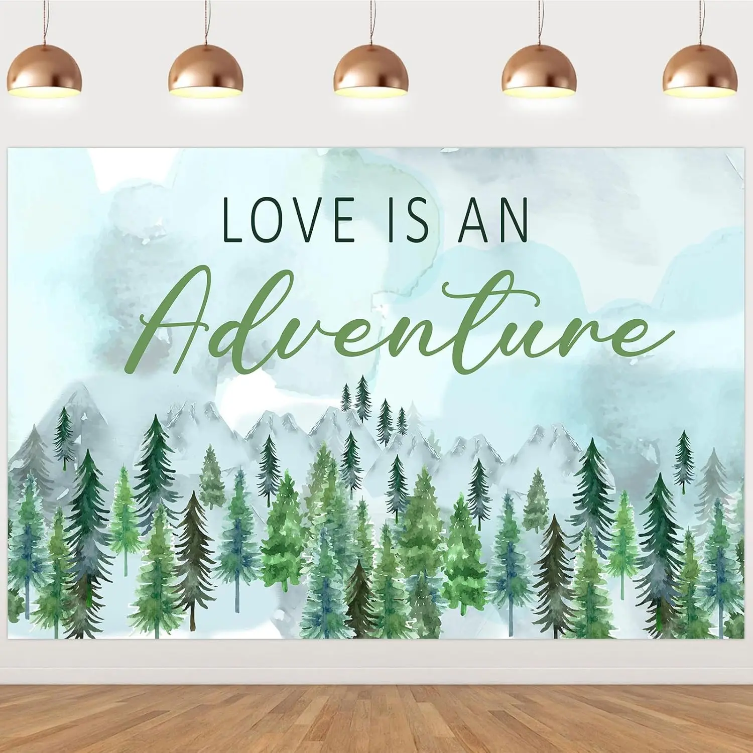 

Adventure Awaits Theme Love Is An Adventure Backdrop Green Plants Bridal Shower Engagement DecorationsTravel Party Supplies