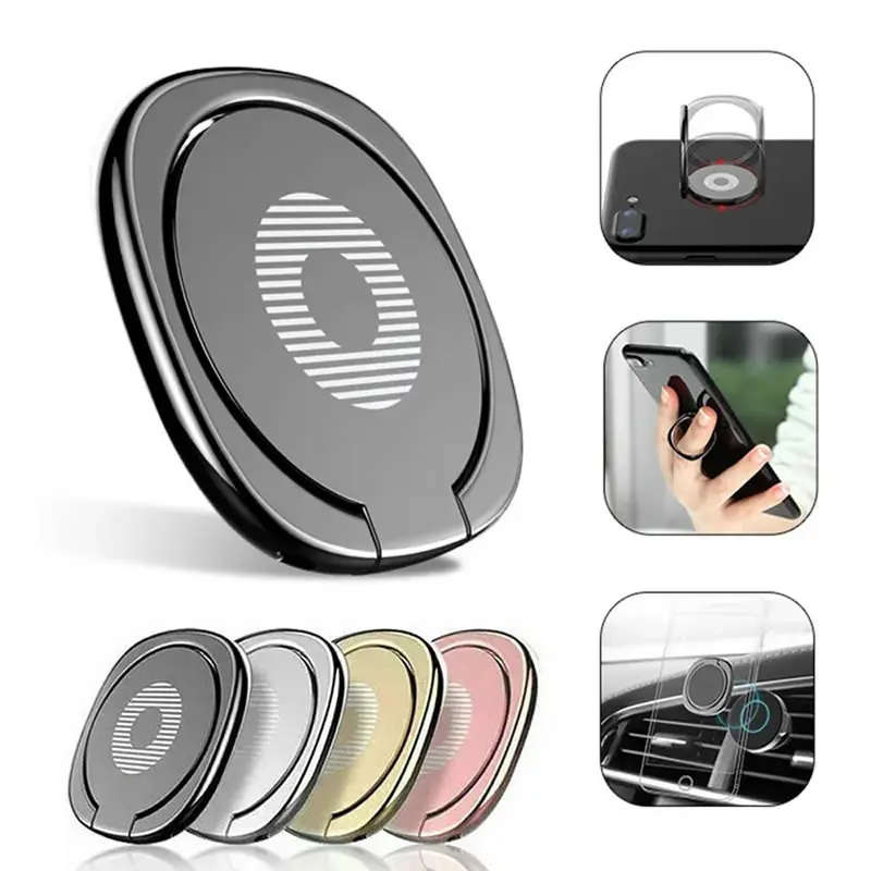 Glossy Rounded Edges Cell Phone Ring Holder 360 Degree Rotation Adjustable Smartphone Grip Finger Stand