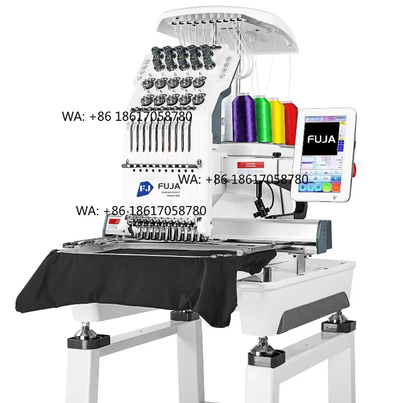 FUJA New Single Head 10 Needle Computerized High-Accuracy Embroidery Machine for Caps Hats T-shirts Household Use 1000 RPM