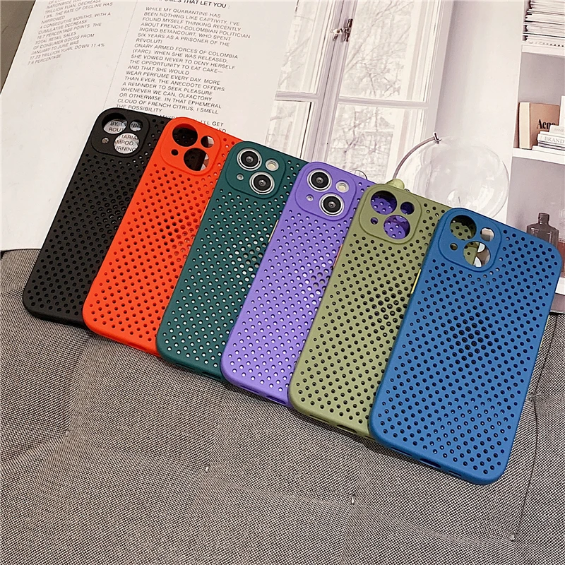 Heat Dissipation Breathable Cooling Phone Case For iPhone 17 16 15 14 13 12 11 Pro XS Max XR Mini 7 8 Candy Color Soft TPU Cover