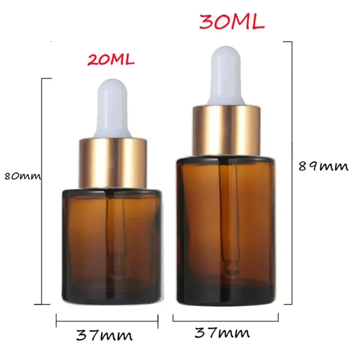 1X 3X 20/30ml Frosted Clear Amber Round Thick Glass Dropper Bottle for Essential Oils Essence Eye Drop Pipette Cap Refill Flat