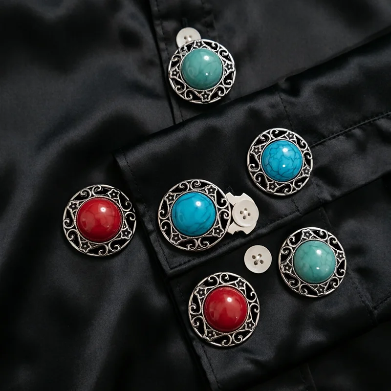 2 Pièces – Nouveaux Cache-Boutons Tendance de Haute Qualité Style Bohème Ethnique pour Vêtements DIY, Décoration de Boutons de Chemise et Manches