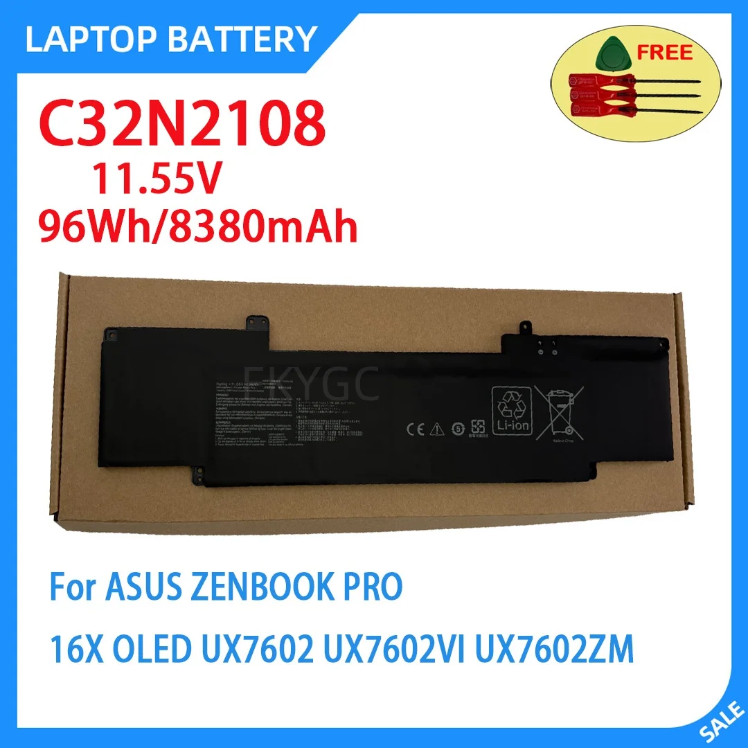 New Laptop Battery C32N2108 11.55V 96Wh 8380mAh High Quality For ASUS ZENBOOK PRO 16X OLED UX7602 UX7602VI UX7602ZM