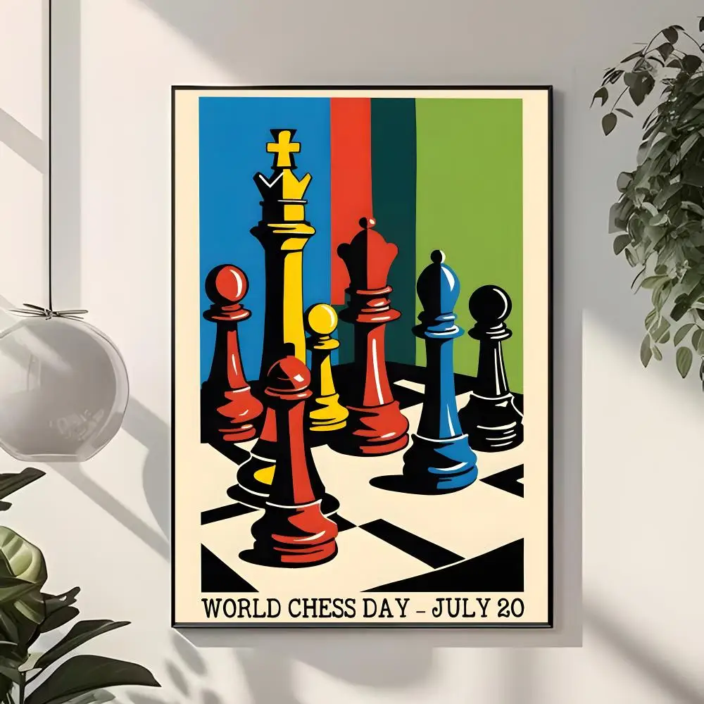 Global Chess Event W-World Chess Day Poster Modern Home Decor & Interior Design | Wall Art Collection