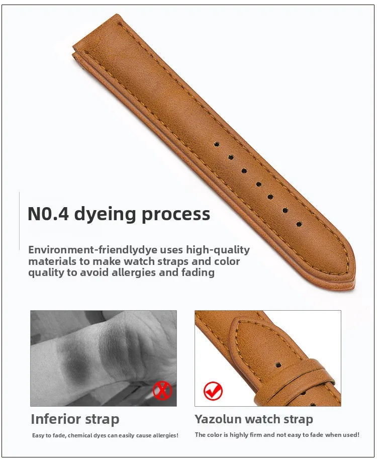 20 mm 22 mm braunes PU-Lederarmband, geeignet für Herren- und Damenarmbänder, Herrenuhren-Zubehör, Uhrenarmband – Detail 6