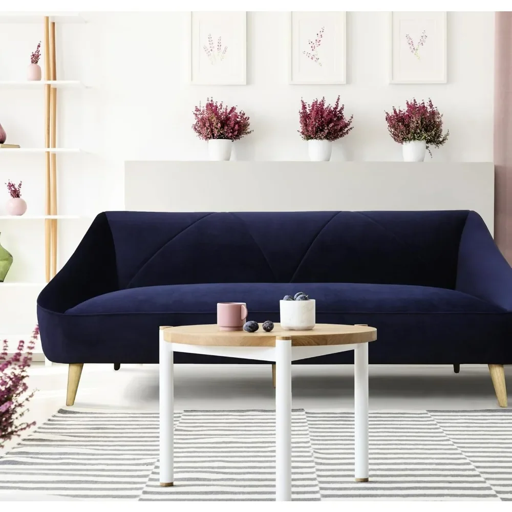 

Midnight Blue with Built-in Speakers, Upholstered, Navy, 80.00 in Depth, 35.00 Width, 31.00 Height, 115.00 Lb Weight Velvet Sofa