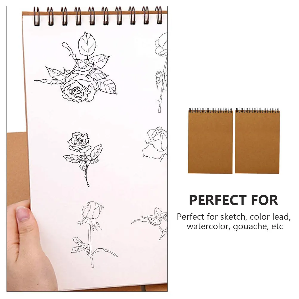 

2pcs A4 Sketch Book Simple Spiral Notepad For Drawing Writing Students Outdoor Travel Use Sketching Paper Drawing Book A4 Coil