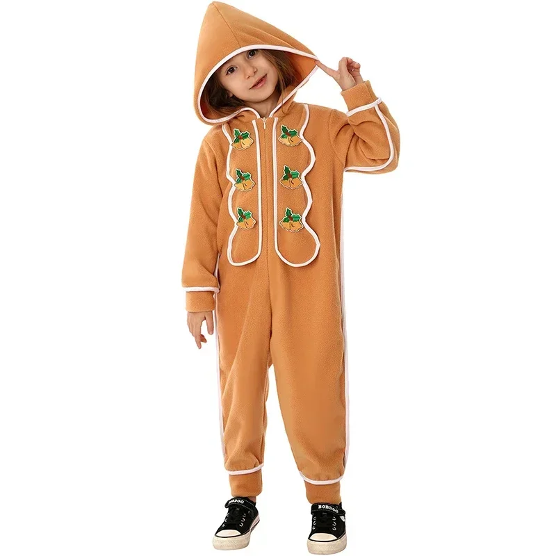 2024 neue Ankunft schöne Unisex Neujahr Urlaub Cosplay Kinder Weihnachten Overall Kind Lebkuchenmann Kostüm