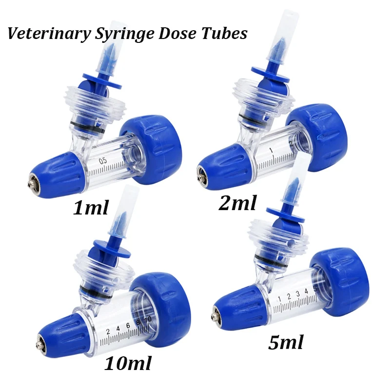 1/2/5/10ml Veterinary Adjustable Continuous Syringe Dose Tubes Animal Adjustable Vaccine Injector Medicine Feeder Accessories