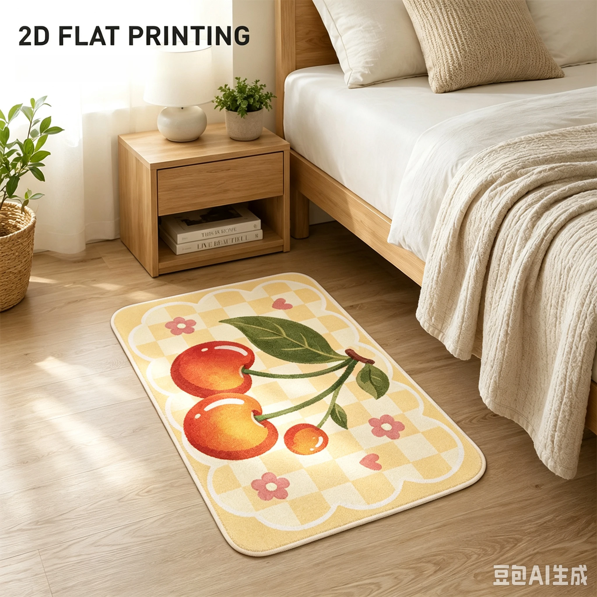 Sweet Fruit Cherry Welcome Doormat Entryway Floor Mat Home Decor Plaid Floral Heart Pattern Stylish Indoor Bedroom Front Porch