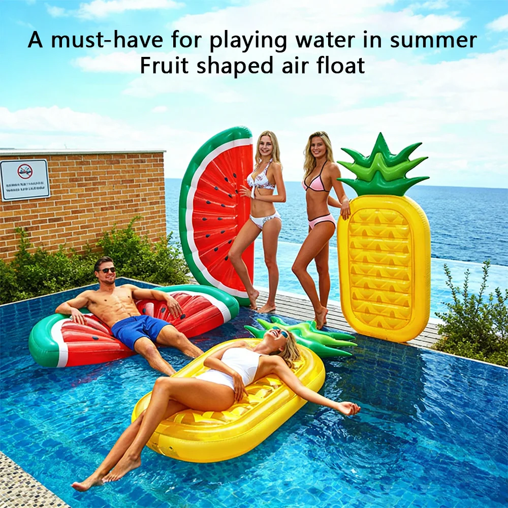 Giant Inflatable Fruit Float, Watermelon Pineapple Adult Swim Ring, Summer Water Party Lounge Pad Inflatable Bed