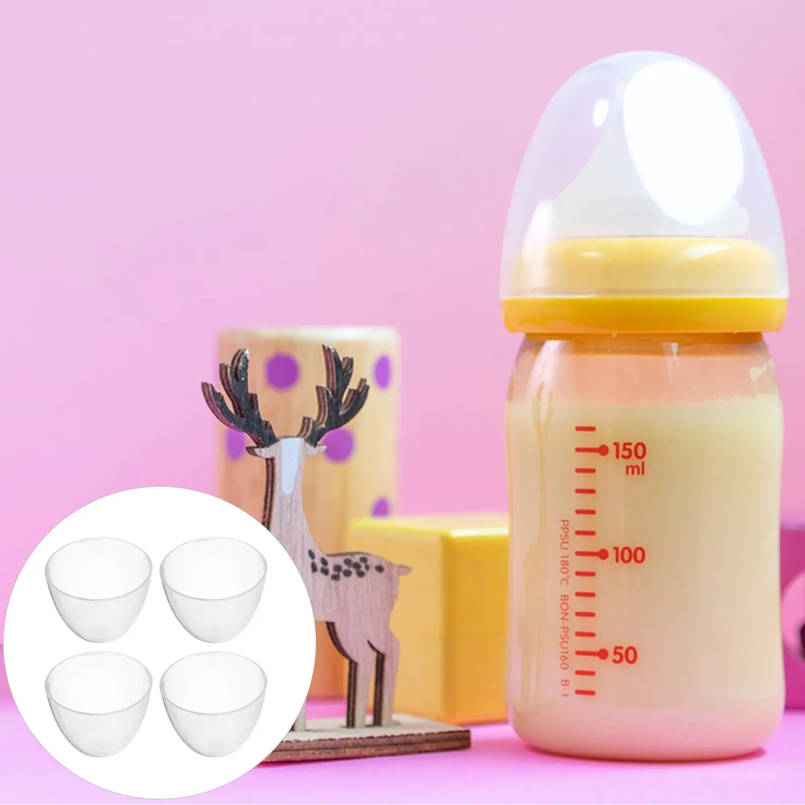 

4Pcs Transparent Baby Bottle Caps Replacement for 50Mm Opening Diameter Leak-Proof Reusable Plastic Milk Bottle Lids Caps