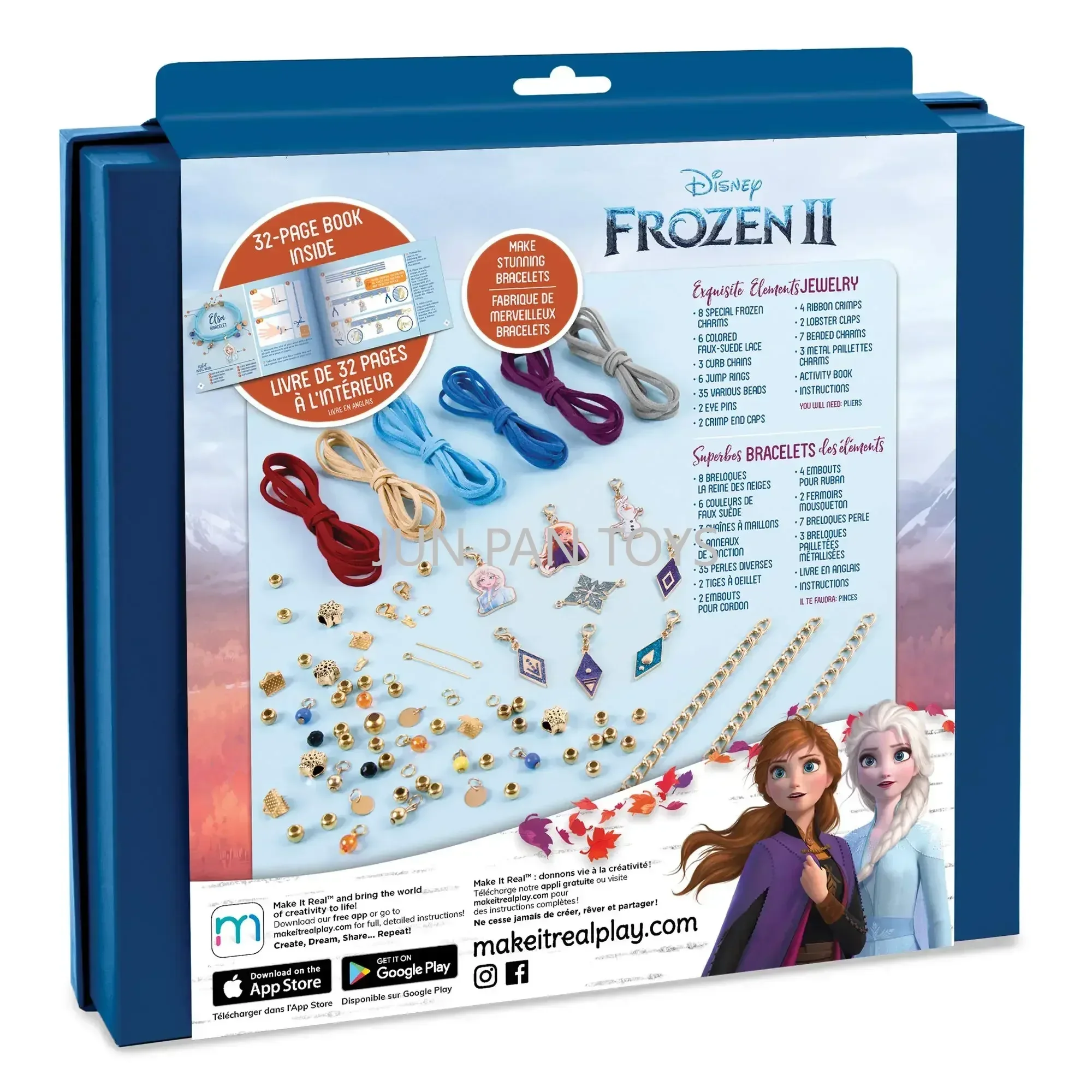 Ensemble de bijoux Disney Frozen pour enfants, Make It Real, bracelet à breloques bricolage, kit exécutif, jouets pour filles avec breloques, perles, faux daim et plus encore