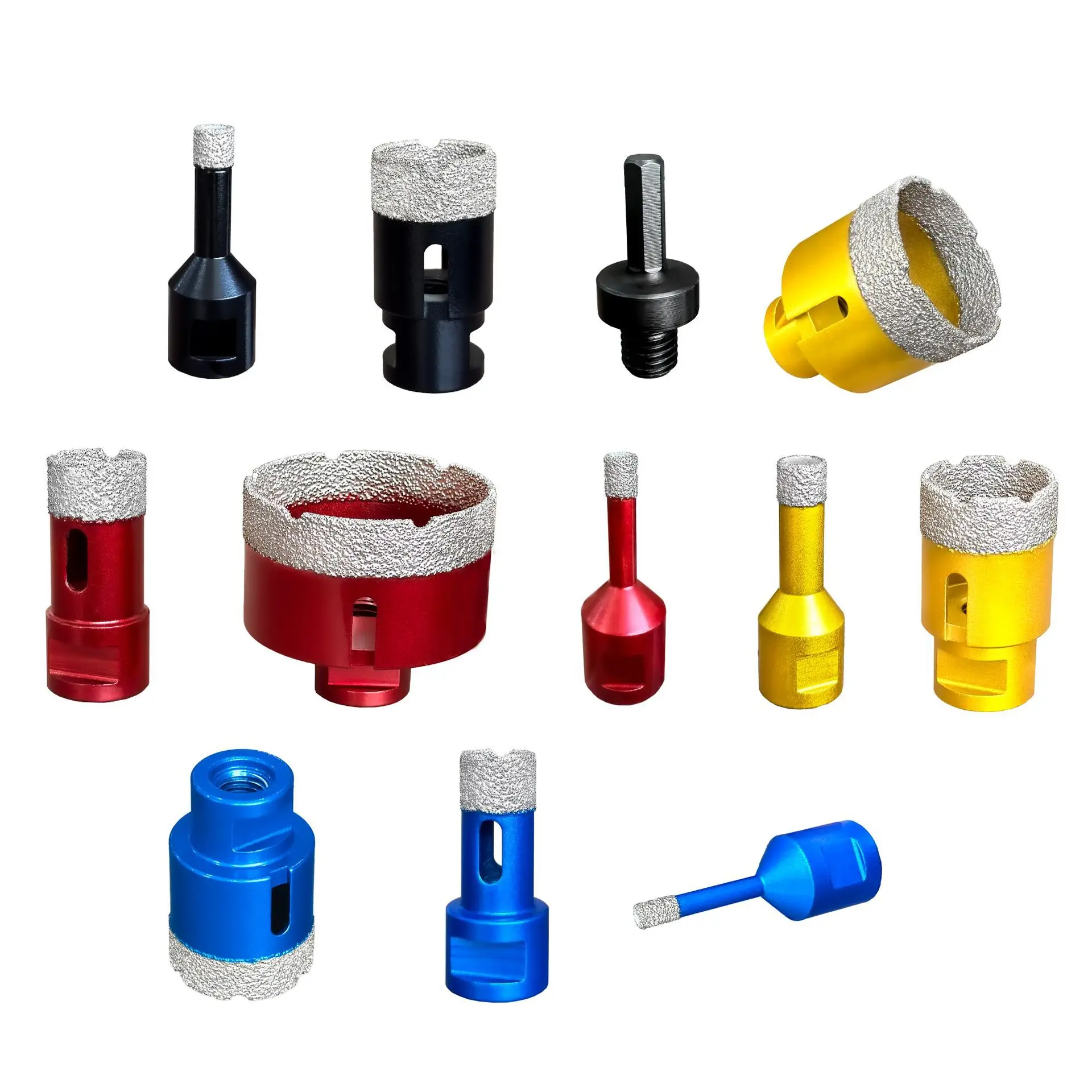 

Набор из 12 алмазных коронок M14 с напайкой, в алюминиевом кейсе, для сверления плитки и мрамора