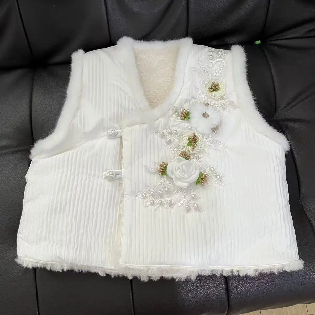 High-end Hanbok Vest Women's Traditional Korean Clothing Court Style Cotton Floral Sleeveless Coat Festive Yanji Travel Tops