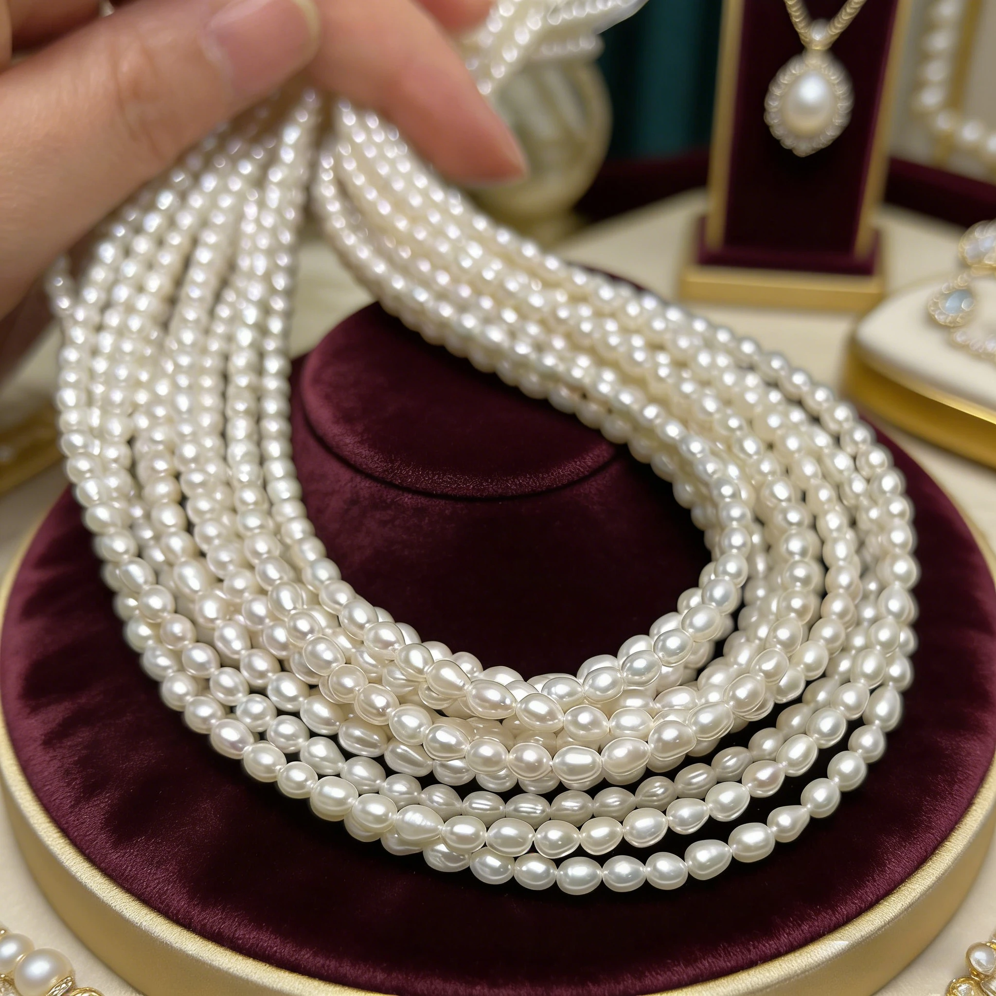 3-4mm Natural Freshwater Pearl White Luster Rice Spacer Loose Bead for Jewelry MakeDIY Necklace Earring Bracelet Accessory Women