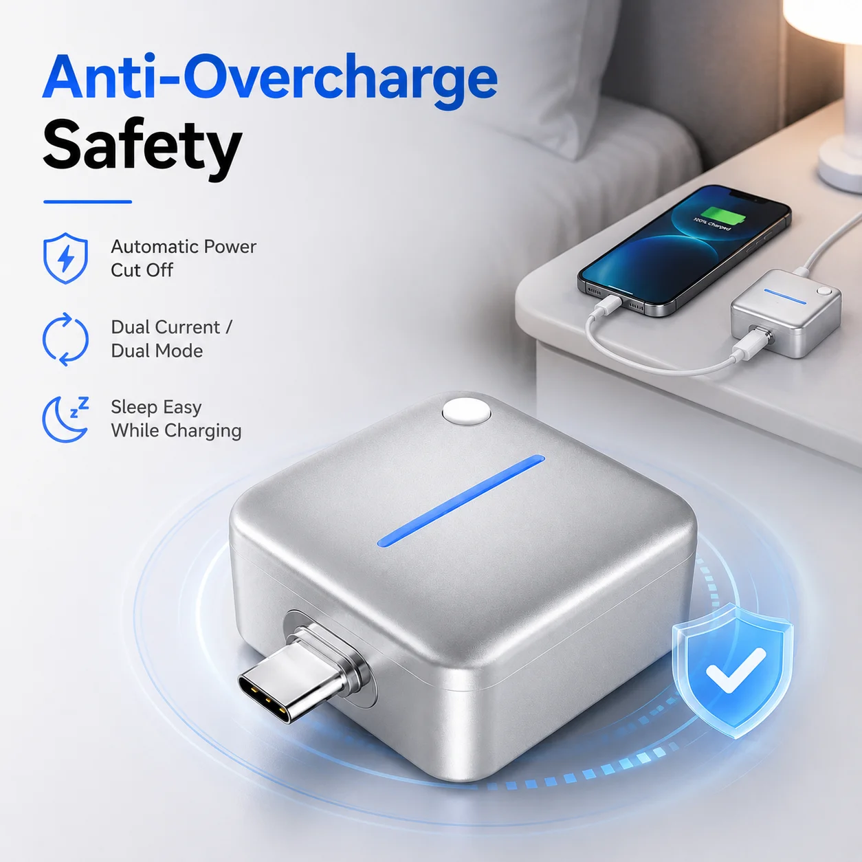 Type C Full Charge Separator 140W Fast Charging Adapter AI Auto Detection Power Off Anti Overcharge Phone Charger Protector Safe