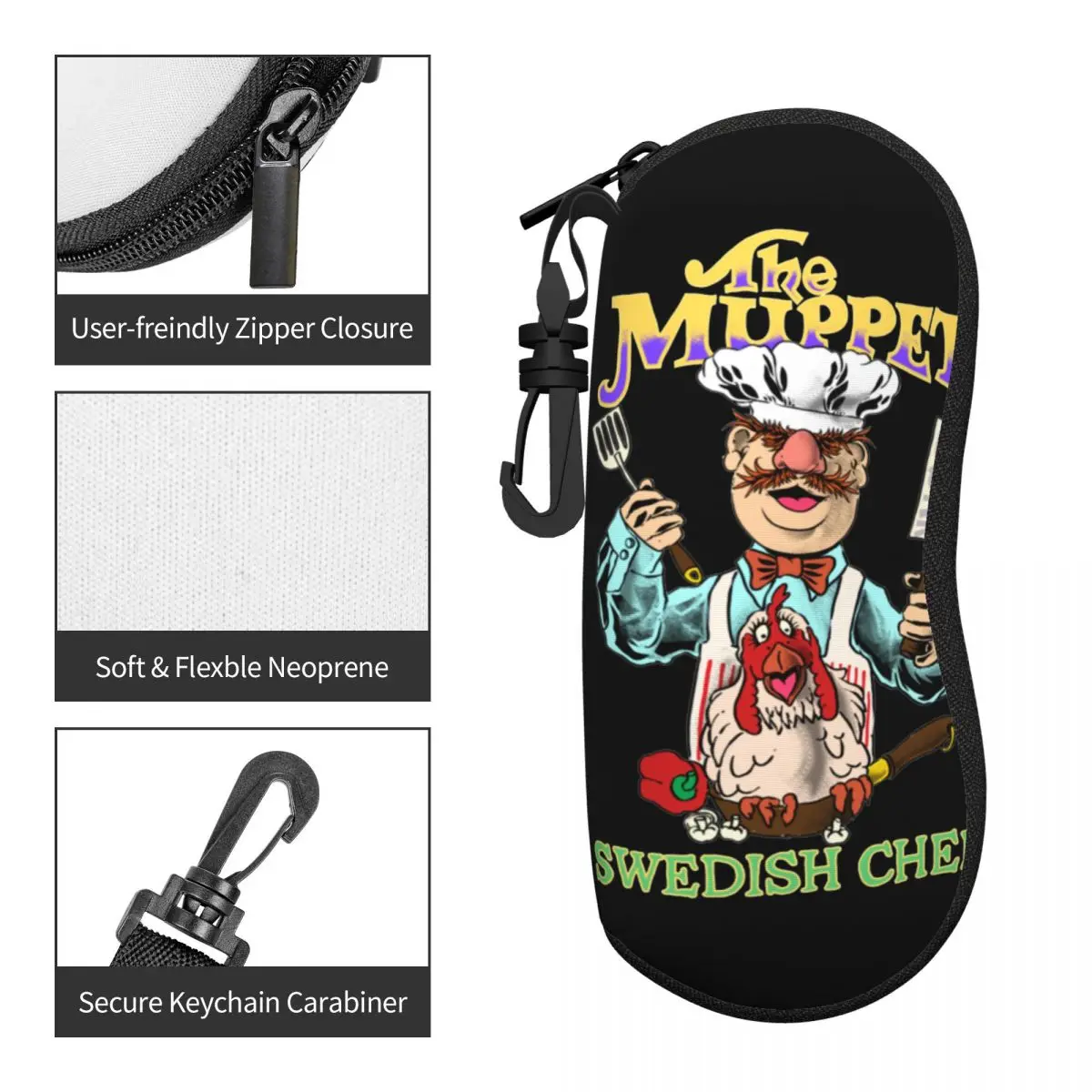 Swedish Chef Muppet Show Glasses Case Unisex Travel Eyewear Box Vintage Eye Contacts Case image 3