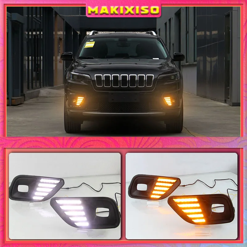 

1Set LED Daytime Running Light For Jeep Cherokee 2019 2020 Car Accessories Waterproof ABS 12V DRL Fog Lamp Decoration