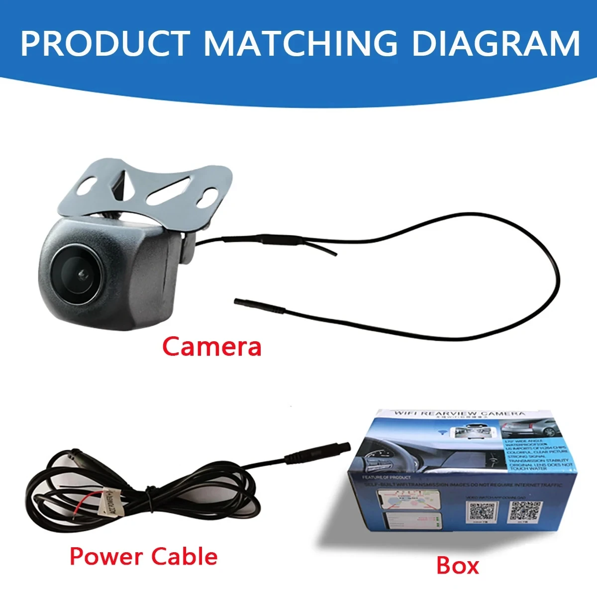 Car Camera Wireless WIFI HD Starlight Night Vision 720P IP68 Waterproof  Rear View 170° Wide Angle Color Reversing Image