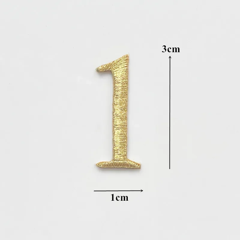 Gold Silver Embroidery Number Digit Applique Collar Iron Sew On Patch Badges Figure For Wedding Clothes Dress Decor DIY Crafts