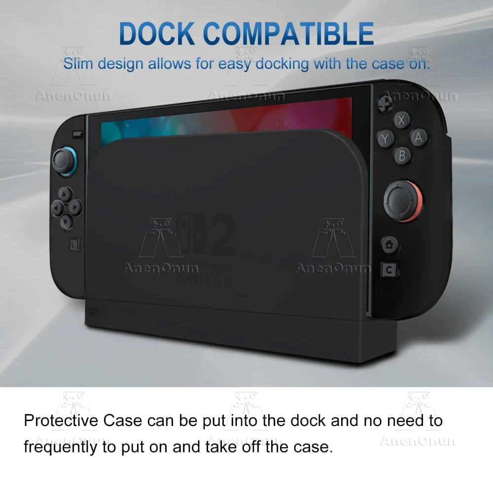 Dockable Protective Case for Switch 2 Shockproof Anti-Scratch Slim Fit PC Hard Cover w/ Detachable TPU Joycon 2 Grips Soft Shell