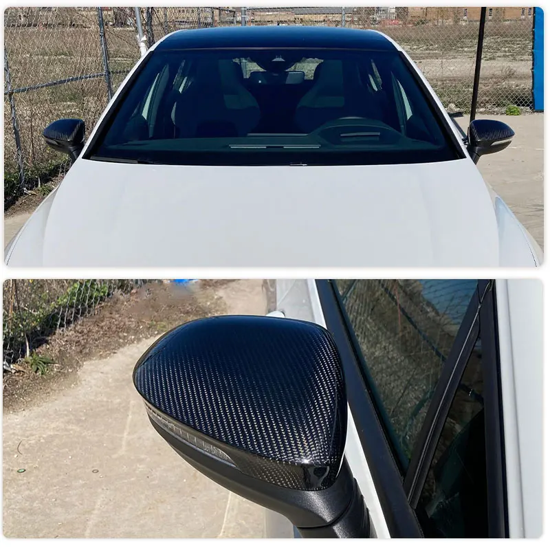 Rearview Carbon Fiber Mirror Caps for Volkswagen VW Golf 8 MK8 R GTI R-Line 2020UP Side Mirror Covers With Lane Assist Body Kits