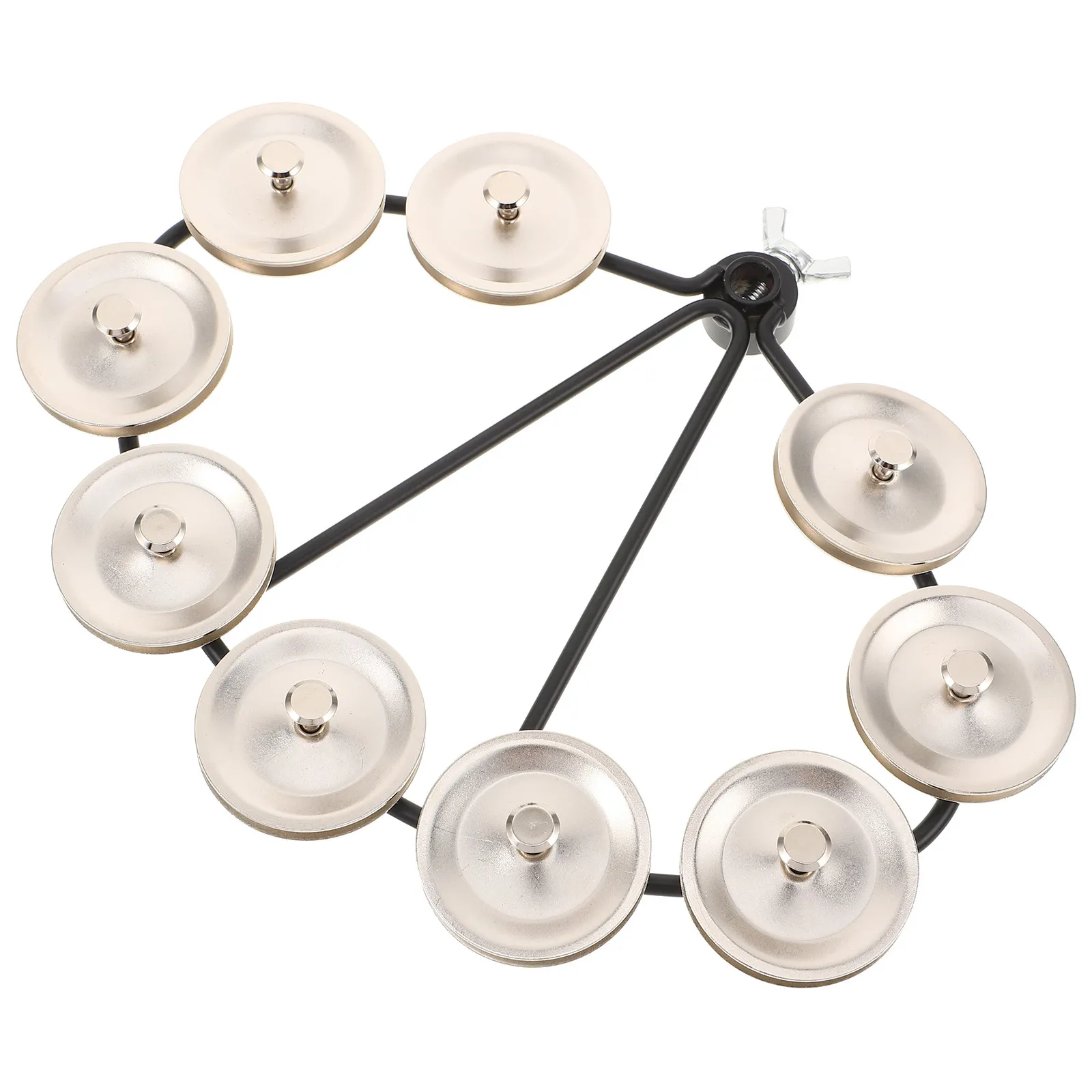 Professional Hi-Hat Tambourine Black Frame Silver Jingles Mountable Drum Set Accessory Crisp Sound Drum Kit Hi-Hat Cymbal