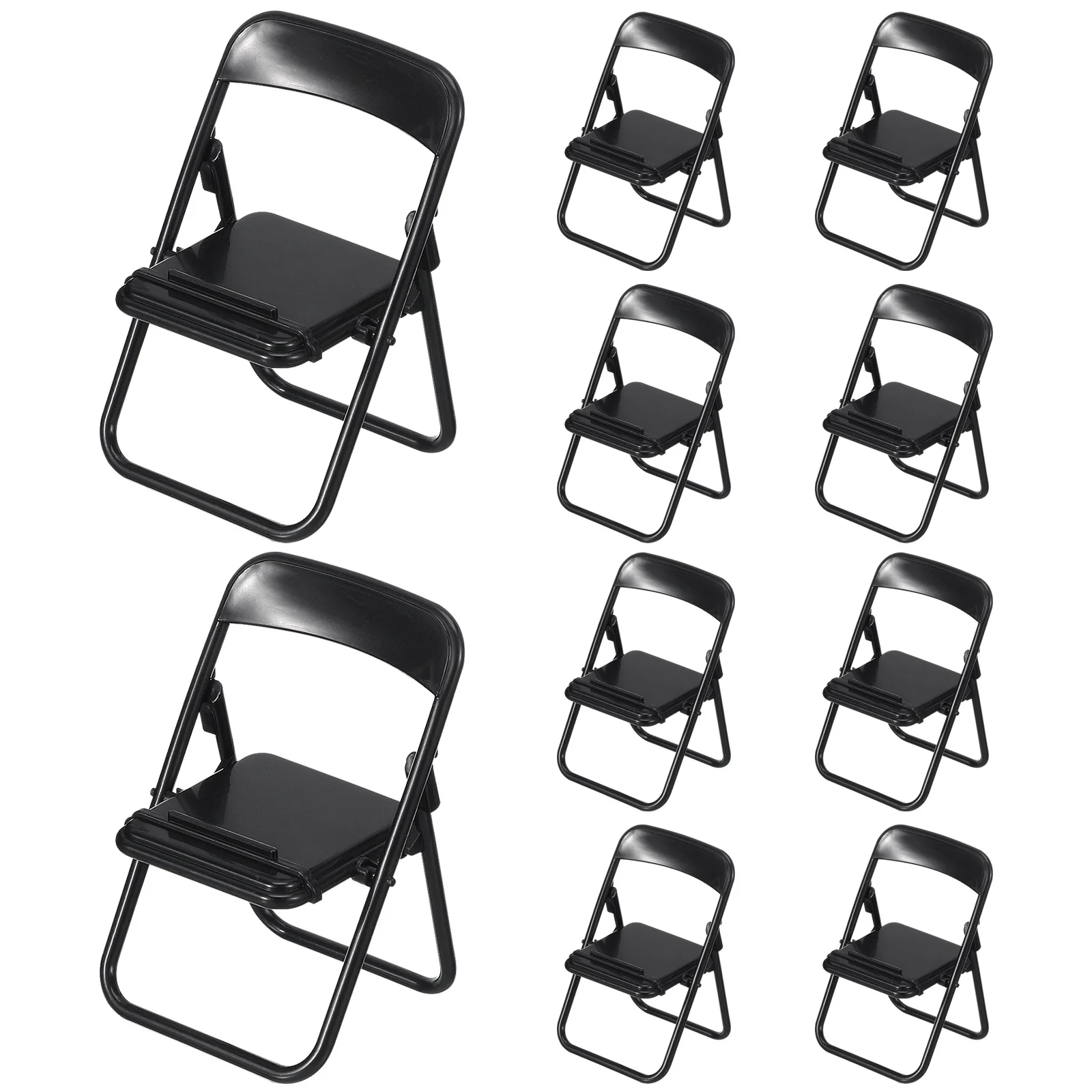 12Pcs Miniature Folding Chairs as Phone Stand Table Decor Adjustable Desktop Holder for Mobile Devices Home Office Decoration