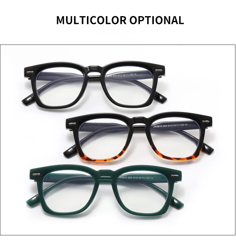 Mode Marke Design Retro Quadratischen Männlichen Exquisite Dekoration Brillen Rahmen Photochrome Anti Blau Licht Männer Lesebrille 0 ~ + 6 – Detail 4