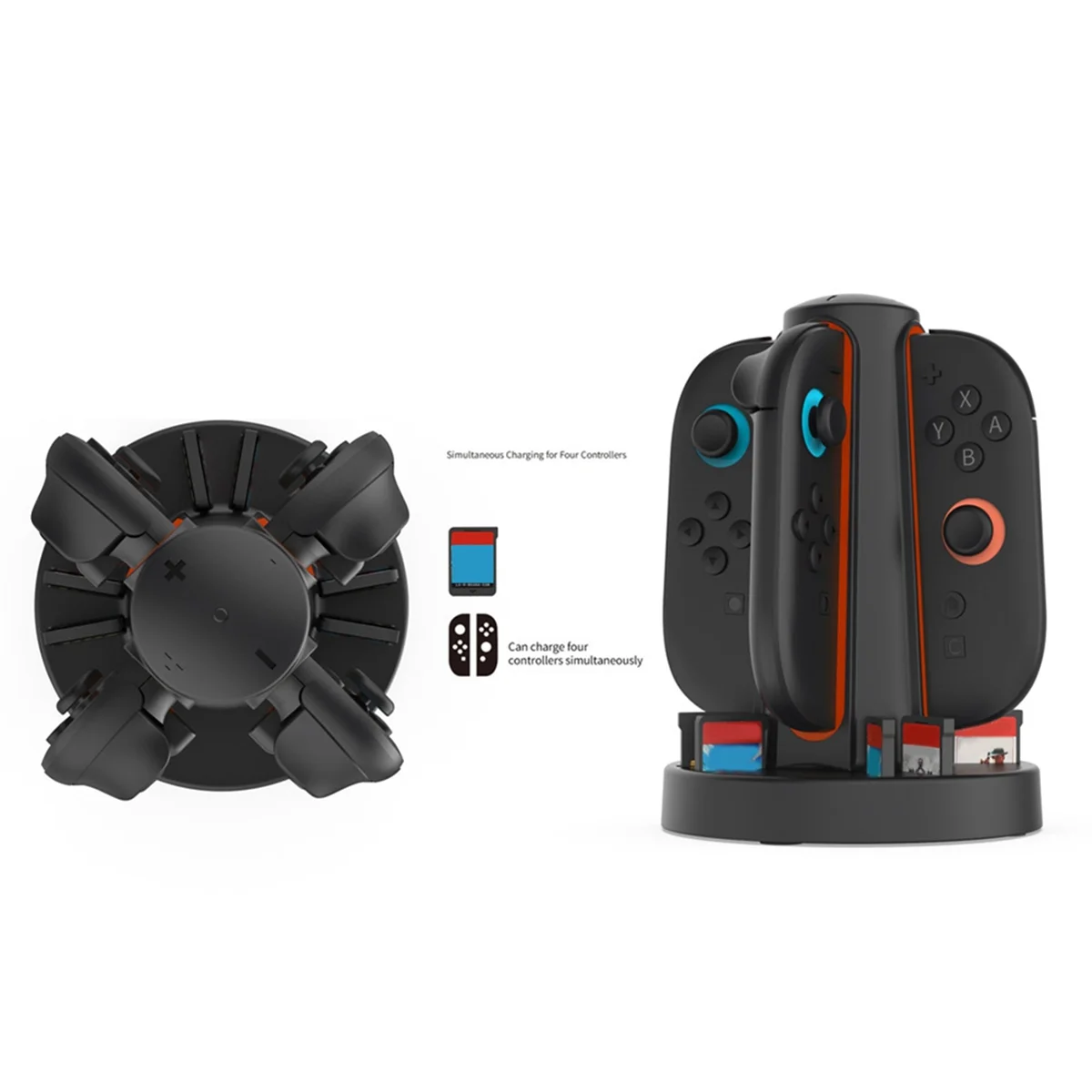 

4in1 Charging Dock for Switch 2 Controller Charging Station Card Storage Base with 360° LED Indicators Switch 2