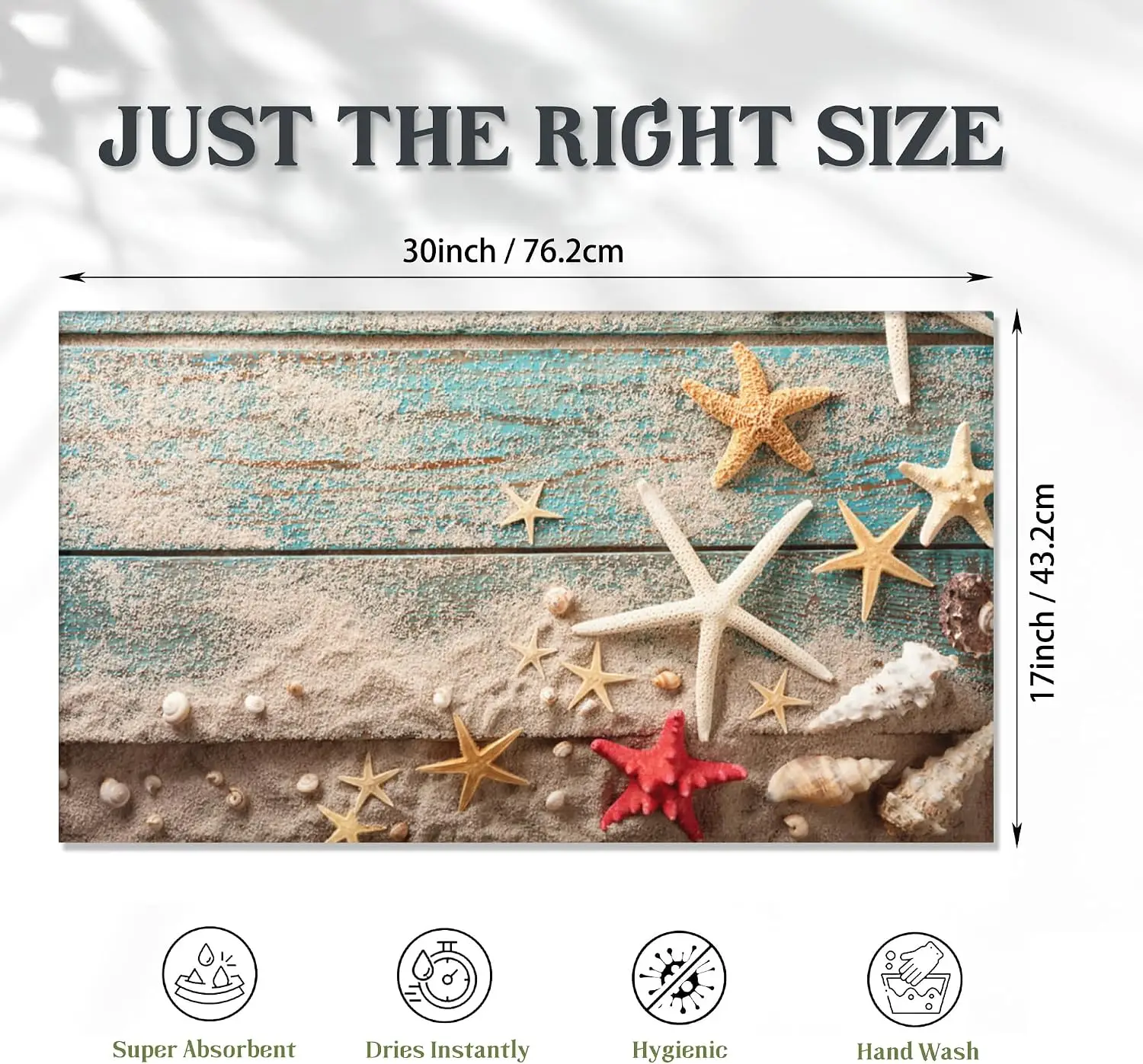 Coastal Beach Starfish Seashell Polyester Runner Rug Mat Tropical Ocean Nautical Decor Throw Pillow Hallway Entrance Bathroom Po