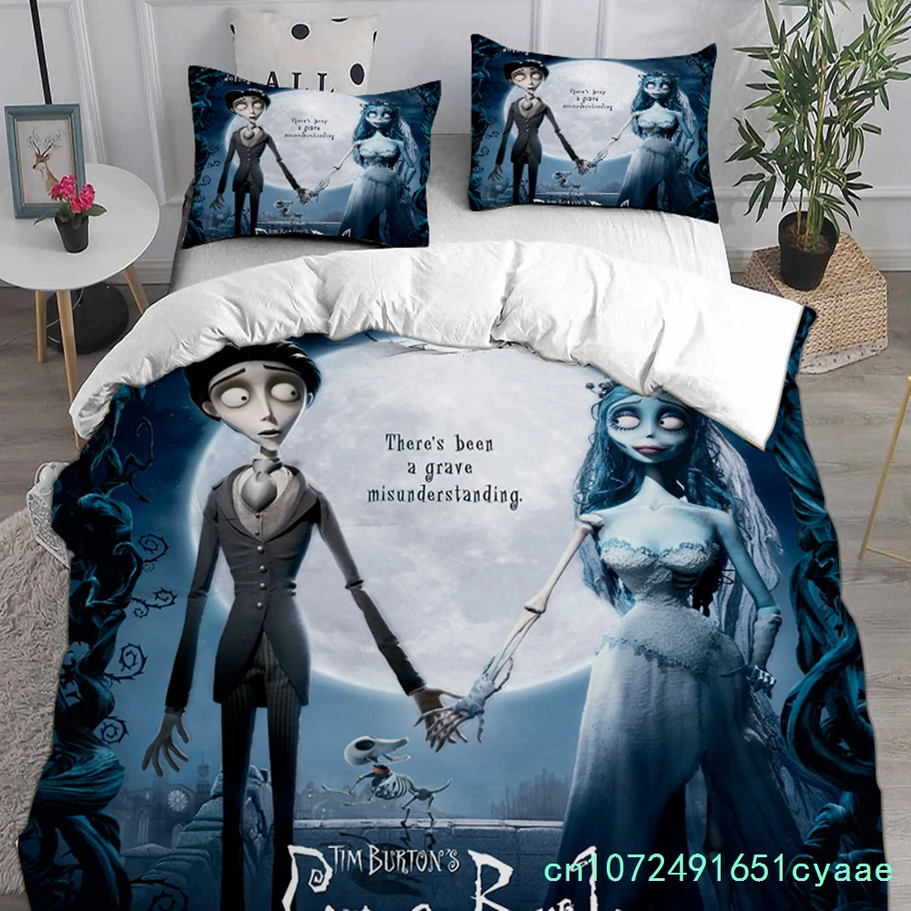 Anime Tim Burton's Corpse Bride Bedding Sets Comforter Quilt Bed Cover Duvet Cover Pillow Case 2-3 Pieces Sets Kids Adult Size