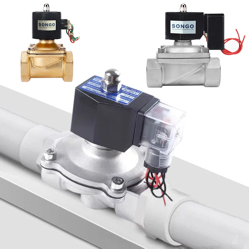 Electric 12V 24V BSP NPT Normally Closed Open 2 Way Diaphragm Magnetic Control Brass Gas Air Water Solenoid operated valve